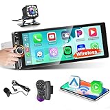 Fuluku 6.9 Zoll Drahtloses Carplay 1 Din Autoradio mit Android Auto, HD 1080P Touchscreen 1 Din Radio Bluetooth 5.0 FM SWC EQ Mirror Link Rückfahrkamera MIC, AUX/TF/USB Type-C Port