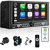 Alondy Autoradio 2Din mit 6.8 Zoll Bildschirm, Kompatibel mit [Wireless] Apple CarPlay/Android Auto Bluetooth Typ-C USB 2,1A Schnellladung Rückfahrkamera AM/FM/RDS Radio DSP