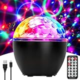 ENONEO LED Discokugel 16 Farben 360° Musik Activated Discokugel LED Disco Party Licht Musikgesteuert DJ Party Ball Lichter Kinder Party Lampe Sprachsteuerte Discolicht Partylicht mit Fernbedienung[A+]