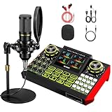 Podcast Equipment Bundle, Audio Interface mit Kondensatormikrofon, Sprachwechsel