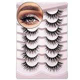 Onlyall Falsche Wimpern Weiche Dramatische Faux Mink Wimpern flauschige falsche 3D Wimpern Fluffy False Cat Eye Lashes 9-16MM A04