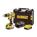 Dewalt 18 Volt 2-Gang Akku Bohrschrauber DCD791P2 (Bürstenloser Motor, 2-Gang Vollmetallgetriebe, max. Drehmoment 70 Nm, 15 Drehmomentstufen, 2x 18 Volt 5 Ah Li-Ion Akkus und Ladegerät, T-STAK Box)