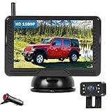 Digitales kabelloses AHD-Rückfahrkamera-Set mit 5 Zoll LCD-Monitor, IP69 Wasserdicht Rückfahrkamera Einparkhilfe System, 6 LED-Leuchten Nachtsicht, 170° Weitwinkel für LKW, SUV, Anhänger, Van, Auto
