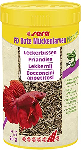 sera FD Rote Mückenlarven Nature 250 ml - Der Leckerbissen für Jungfische und Feinschmecker - Fischfutter fürs Aquarium mit sehr hoher Verwertbarkeit, somit weniger Algen