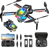 Drohne mit Kamera 4K, GuKKK Mini Drohne mit 2 Kameras HD, Faltbare FPV Drone Live Übertragung, Kamera Elektrisch Verstellbarer mit 2 Batterien,RC Drones WiFi FPV Übertragung Quadcopter für Anfänger