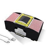 Ni-SHEN automatischer Kartenmischer für 2/4 Decks, USB-/batteriebetrieben, elektrischer Kartenmischer für Familienparty, Poker/Blackjack/UNO (1-2 Deck)