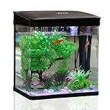 Nobleza - 7L Mini Aquarium Komplettset, Nano Aquarium Stabiles Einsteigerbecken mit LED-Beleuchtung und Eingebautem Filtersystem, Schwarz