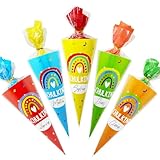 YUNYAKARSA 10 Stück Schultüte Jungen Mädchen, 28cm Geschwister Schultüte Klein Zuckertüte Kleine Schultüte Mädchen Jungen, Mini Schultüte zum Befüllen, Bunte Zuckertüte Junge Mädchen