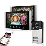 FTes RFKits WLAN Wireless Video Türsprechanlage,1080P Außenkamera,7 Zoll Touchscreen Wireless Monitor,PIR Bewegungserkennung,Nachtsicht,Tuya APP Steuerung (2 Familienhaus)