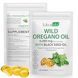 2 Pack Oregano-Öl Kapseln 6000mg mit Schwarzkümmelöl 200mg – Höchste Konzentration, 165mg Carvacrol, Vegan & GMO-frei, Unterstützt Immunsystem & Verdauungsgesundheit