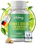 Vitabay Vitamin C hochdosiert 1000mg + Bioflavonoide VEGAN - 250 Ascorbinsäure Vitamin C Tabletten natürliches Vitamin C gepuffert 1000mg - Hochdosiertes gepuffertes Vitamin Vit C Kapseln C+ natürlich