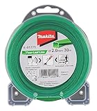 Makita E-01775 Mähfaden Four-Leaf 2,0 mm x 30 m, Trimmerfaden, Nylon, grün, geräuschreduziert, erhöhte Laufzeit, speziell für Akku-Rasentrimmer und Akku-Freischneider