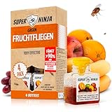 Super Ninja Fruchtfliegenfalle für Innenbereich – 4er-Pack, Wirksame Obstfliegenfalle für Haushalt und Küche, bis zu 3 Wochen Leistung pro Flasche, Kinder-und haustierfreundlich