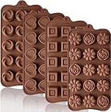 Leslady 4 Stück Silikon Pralinenform, 3D Schokoladen Formen, BPA Frei und Antihaftbeschichtet, für Süßigkeiten, Bonbons, Eiswürfeln