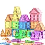 Crenova Magnetic Building Blocks 40 Tile Children's Toy STEM Magnetic Tiles for Toddlers Magnetic Tiles Preschool Learning Sensory Montessori Toy for 3 4 5 6 7 8 Year Old Boys and Girls
