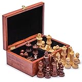 Husaria Staunton Turnier Nr. 6 Schachfiguren mit 2 Extra Königinnen und Holzbox, 98 Millimeter Könige