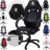 ELITE Gaming Stuhl MG100 Exodus | Ergonomischer Bürostuhl - Schreibtischstuhl - Chefsessel - Sessel - Racing Gaming Stuhl - Gamingstuhl - Drehstuhl - Chair - Kunstleder Sportsitz (Schwarz)