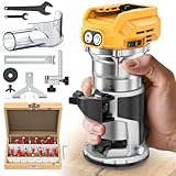 Kabelloser Kompakt-Oberfräse für DeWalt 20 V Akku (blankes Werkzeug), 6 variable Geschwindigkeiten für die Holzbearbeitung, 800 W, 30.000 U/min, feste Basis, Holzfräser