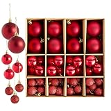 THE TWIDDLERS - 50-Pack Rot Weihnachtskugeln - Verschiedene Größen und Oberflächen - 6cm, 4cm, 3cm - Matt, Glänzend und Glitzernd für Baumdekoration