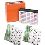 harren24 Testkit Set inkl. 60 Testtabletten (Rapid), Wassertester und Aufbewahrungsbox, 30x DPD1 Chlor/Brom + 30x Phenol Red pH-Wert, Pool Wasseranalyse (60 Tablets + Tester)