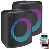 auvisio Boxen, Bluetooth: 2er-Set Outdoor-PA-Partyanlagen & -Bluetooth-Boomboxen, Lichteffekte (Lautsprecher Karaoke, Bluetooth, Party-Lautsprecher Bluetooth, Pool)