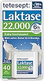 tetesept Laktase 22.000 – Laktasetabletten bei Laktoseunverträglichkeit – Nahrungsergänzungsmittel mit Sofortwirkung & 6h Langzeit-Depot – 1 Dose à 40 Stück