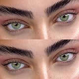 UYAAI 1 Paar grüne farbige Kontaktlinsen 14,2 mm Jahreslinsen ohne Stärke geeignet für helle und dunkle Augen mit kostenlosem Behälter