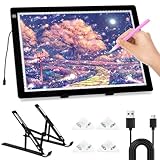 Aischens A3 Diamant Malerei Leuchttisch mit Stand, 3 Level dimmbare Lichtplatte dünne LED-Pad für Zeichnung Tracking Skizzieren mit Clips