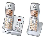 Panasonic KX-TG6722GS Duo Schnurlostelefon (4,6 cm (1,8 Zoll) Display, Smart-Taste, Freisprechen, Anrufbeantworter) perlsilber