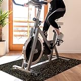 KARAT Bodenschutzmatte Fitnessgerät, Unterlegmatte für Crosstrainer, Laufband, Multifunktionsmatte Keller Trainingsmatte, Schall- und stoßdämpfende Antivibrationsmatte (Weiß-Schwarz, 100 x 150 cm)