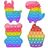 4 Stück Pop Bubble, Pop It Spielzeug, Sensorisches Silikon Plopper Spielzeug Alpaka Dinosaurier Bär Eiscreme, Antistress Angst Relief Autismus Plopp Spielzeug für Kinder und Erwachsene