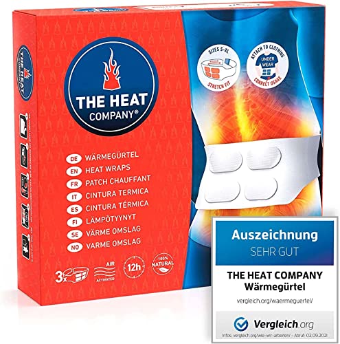THE HEAT COMPANY Wärmegürtel - 3 Stück - EXTRA WARM - Preis-Leistungs-Sieger - 12 Stunden wohlige Wärme - sofort einsatzbereit - luftaktiviert - rein natürlich - für alle Größen: S-XL