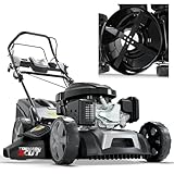 ONBEST 5IN1 Rasenmäher Benzin mit 4 Klingenschneidsystem & Sograd – 4 Takt Motor – 196 cm³ Hubraum – 51 cm Schnittbreite – 60L Fangkorb – Radantrieb – Mulch Kit – Benzin Rasenmäher mit Seitenauswurf