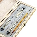 Tefeler Alkoholmeter Tester 3 pcs Hydrometer Meter Alkoholgehalt 0-100 Vol% Alkohol Vinometer + Thermometer für alle Spirituosen/Destillate, Whisky, Brandy, Wodka etc