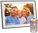 Hesmor Frameo 10,1 Zoll Digitaler Bilderrahmen WLAN, 1280x800 HD IPS Touchscreen Digitale Bilderrahmen, Automatische Rotation, 32GB Speicher, Teilen Sie Fotos sofort von überall, Schwarz & Weiß