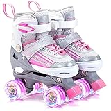 Kuxuan Skates Verstellbar Rollschuhe für Kinder mit Spaß Leuchtenden Allrädern für Mädchen und Damen