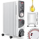 KESSER® Ölradiator Elektrische Heizung mit 11 Rippen 2500W + Lüfter Öl Radiator Elektroheizung Mobil Timer Abschaltautomatik stufenlose Temperaturregelung Überhitzungsschutz