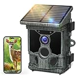 VOOPEAK Solar Wildkamera WLAN 4K 30fps 46MP, Bluetooth Wildkamera mit Bewegungsmelder Nachtsicht, Wildtierkamera mit Handyübertragung APP 120° Weitwinkel IP66 Wasserdicht mit 32GB Micro SD Karte