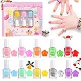 ALIKOSSTOR Nagellack Kinder – Regenbogenfarben Nagellack Set für Mädchen, 10 leuchtende Farben, schnelltrocknend ungiftig peel off Nagellack auf Wasserbasis Geschenk für Kleinkinder Teenager