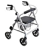 Trendmobil LR 56 oder LR 53 - Silber - Rollator - Aluminium - Erwachsener - 6,7 kg - PU-Bereifung - Faltbar - 77-90 cm Griffhöhe - 53 oder 56 cm Sitzhöhe - 120 kg Belastbarkeit