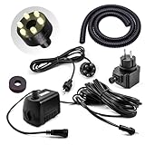 CLGarden Springbrunnenpumpe Set SP1-S mit warmweißer LED Beleuchtung Schlauch Dichtung für Springbrunnen Garten Wasserspiel Zierbrunnen Quellstein Pumpe außen 12V AC 500 l/h