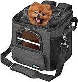 Hundefahrradkorb,weicher belüfteter Hunde- Fahrradträger-Rucksack für Fahrradlenker Fahrradkorb Vorne für Hunde,für Welpen, Katzen und Kätzchen mit Sicherheitsgurt (Hellgrau)