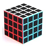 Cuberspeed Magic Cube 4x4 Stickerless Bright with Black Sticker Speed Cube Phantom Carbon Fiber Sticker 4x4x4 Color Magic Cube