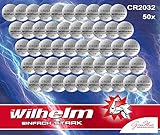 50 x Knopfzelle CR2032 Wilhelm Batterie Lithium 3V CR 2032 Industrieware