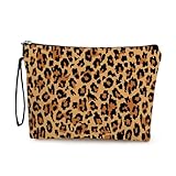 Kosmetiktasche Damen Segeltuch Kosmetiktaschen Make Up Tasche, Leopardengelbe Taschen für Geldbörse, Universeller Kleiner Organizer für Kosmetik oder kleine Handtaschenartikel