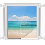Fliegengitter Fenster 2-er Set 250 * 150cm | Zuschneidbar ohne Bohren Klebmontage | Insektenschutz Fenster Fliegenvorhang Moskitonetz, Weiß
