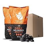 HEIZFUXX Grillholzkohlebriketts Kohle Hartholz BBQ Gastro Restaurant Grill Smoker Steakhouse Brikett Profi Premium 10kg x 2 Sack 20kg / 1 Karton Paligo