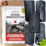 ORINKO Binchotan Aktivkohle – 5 Stück Bio-Kishu Kohle aus Japan für natürliche Wasserreinigung