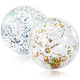 flintronic Aufblasbare Glitter Wasserbälle, Strandball in 38cm Durchmesser, 2 Stück Beachball, Schwimmbad Party Ball für Sommeraktivitäten im Freien, Wasserspiele, Schwimmbad-Strandparty