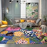 NNGIRL Moderne Teppiche, Geometrische Pflanzen Blumen Design Teppich Großer Rutschfester Innenbereich Teppich Bodenmatte Für Wohnzimmer Kinder Schlafzimmer Wohnkultur,40x60cm(16x24inch)